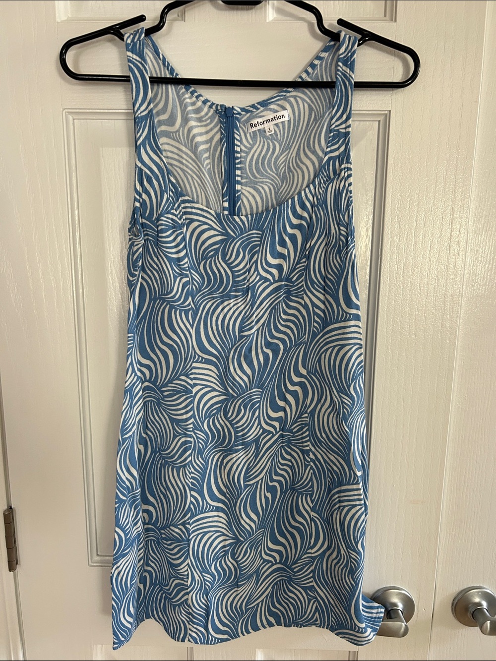 Reformation Blue & White Swirl Print Dress